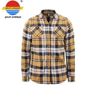 China Wholesale Anti Shrink Button Down Mens Shirts Slim Fit Cotton Plaid Flannel Casual Shirt for sale