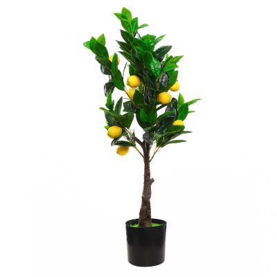 China Rubberized Tree Plants Bonsai Home Cloth Lemon Tree Artificial Green Plant Simulation Potted Decorative Plant Small for sale