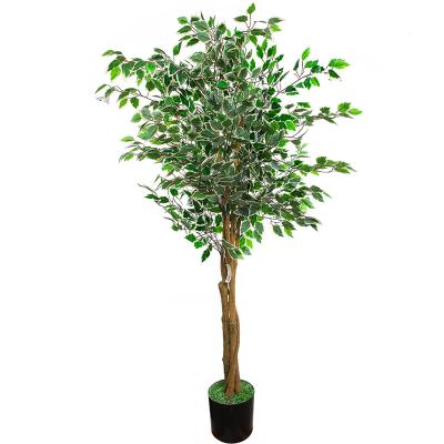 China Plastic Artificial Banyan Tree With 3 Trunks Landscape Indoor Artificial Tree Real Touch Cloth Plant for sale