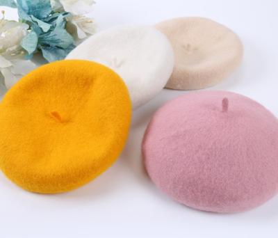 China Wholesale Cheap High Quality Custom COMMON Solid Color Beret Painter Hat Wool Beret Hat for sale