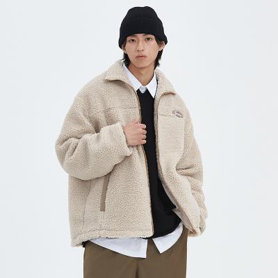 China OEM Breathable Polyester Fuzzy Faux Fur Zipper Pocket Warm Winter Winter Coat Logo Men Sherpa Fleece Jackets Custom Made for sale