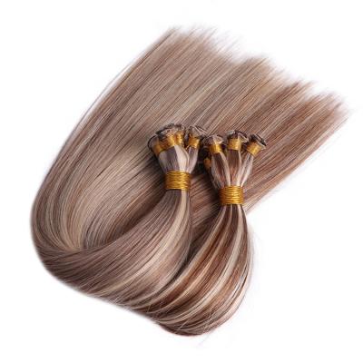 China Russian Curly Kinky Hand Tied Hair Weft Extension Highlights Virgin Hair Weft Piano Color for sale