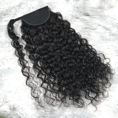 China 100% Curly Curly Hair Wrap Around Ponytail Hair Brazilian Ponytail Hair Extensions for sale