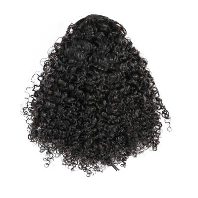 China Curly Curly 100% Natural Hair Ponytails Double Cuticle Pulled Aligned Cut Ponytail Hair Extensions for sale