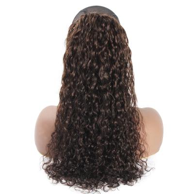 China Brown Curly Drawstring Ponytail Cuticle Lined Double Drawn Hair Ponytail for sale