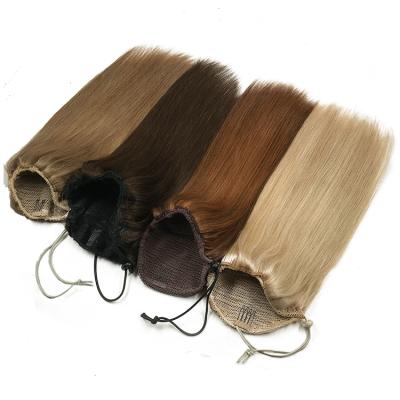 China 100% Customized Colored Ponytail Hair High Quality Silky Straight Wave Hair Extensions Drawstring Ponytail for sale