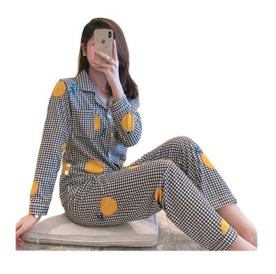 China QUICK DRY pajamas women autumn and winter long sleeving pants button up big loose home cardigan clothes pajamas for sale