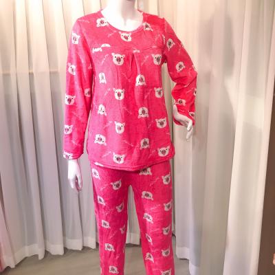 China Hot Selling QUICK DRY Autumn And Winter Flannel Set Printed 2 Piece Set Plush Thickened Home Wear Warm Pajamas for sale