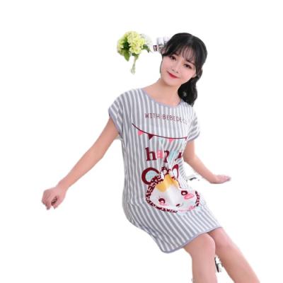 China QUICK DRY milk silk nightgown cartoon sleeve shorts summer simple side printed lovely nightgown for sale