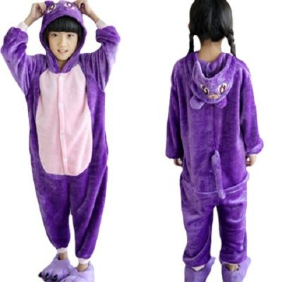 China QUICK DRY Siamese Animal Version Flannel Flannel Cartoon Cat Girls Pajamas Lovers Purple Cat Girls Pajamas Lovers for sale