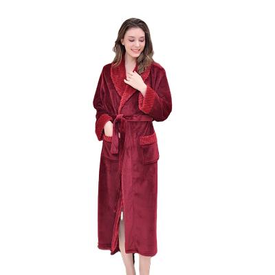 China Home Service Residence Pajamas Robe Morning Robe Men's Long Flannel Bathrobe Autumn Winter Men's QUICK DRY Hotel Nightgown Women's Bathrobe for sale