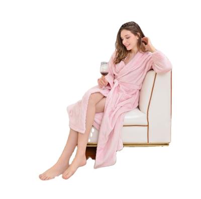 China Home Service Residence Pajamas Robe Morning Robe Men's Long Flannel Bathrobe Autumn Winter Men's QUICK DRY Hotel Nightgown Women's Bathrobe for sale