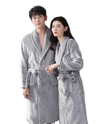 China QUICK DRY popular coral nightgown velvet couples pajamas thickened warm morning robe in the autumn and winter hotel bathrobe loosely for sale