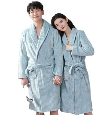 China QUICK DRY popular coral nightgown velvet couples pajamas thickened warm morning robe in the autumn and winter hotel bathrobe loosely for sale