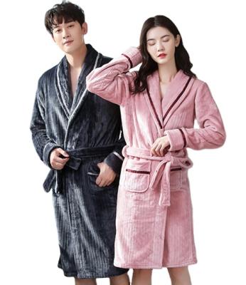 China QUICK DRY popular coral nightgown velvet couples pajamas thickened warm morning robe in the autumn and winter hotel bathrobe loosely for sale