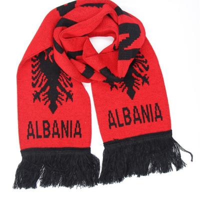 China Medium Wholesale Customized Logo Polyester Football Sports Team Printing Knitted Fan Scarf Decorative Scarf for sale