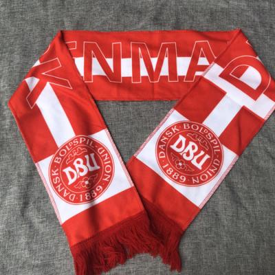 China Medium Customized Logo World Cup Soccer Team Clubs Scarf , Double Sided Fan Knitted Souvenir Scarf for sale