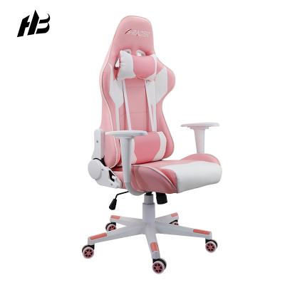 China Hot Selling OEM Ergonomic Rotating Gaming Chair Pink RGB Computer PU Leather Ergonomic Gaming Chair For PC for sale