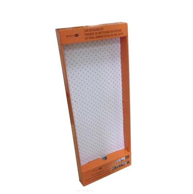 China Recycled Materials Folding Floor Stand Corrugated Cardboard Paper Display Box With Hanger And Hook for sale