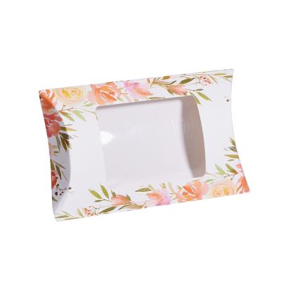 China Recycled Materials Travel Packaging Pillow Paper Box With Window for sale