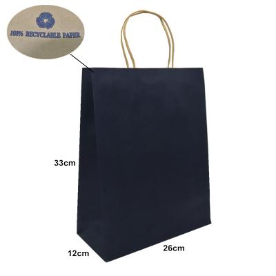 China Recyclable Boutique Apparel Gift Die Cut Handle Garment Carry Black Matte Recyclable Kraft Paper Mini Shopping Bag for sale