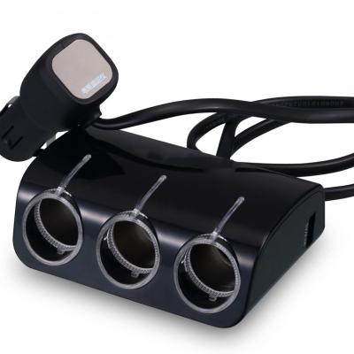 China ABS Dual Usb Ports Three Charging Usb Cigarette Lighter Charger 12V-24V For Cars With Digital Screen for sale