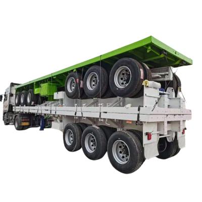 China Tieniu truck trailer 40 feet 3axles container semi trailer 20ft flatbed container trailer 40ft flatbed for sale