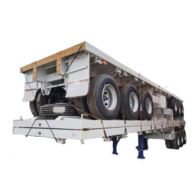 China Truck Flat Bed Container Trailer 40ft Semi Trailer 3 Axle 40ft Flat Bed Container Trailer for sale