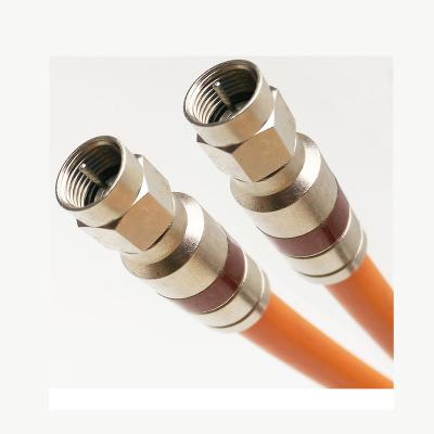 China Cctv System Steel Wire Messenger Male Rf Catv Connector F6 TV Cable Rg6 Rg11 Bare Copper Coaxial Cable for sale