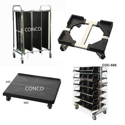 China Hot Selling Easy Mobile PCB Trolley Esd Plastic Stainless Steel PCB Storage Trolley PCB Storage Trolley for sale