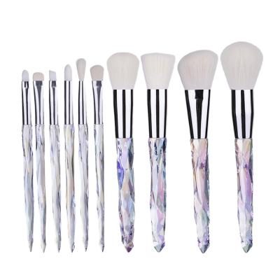 China Stick powder. 10Pcs Hot Selling Cosmetic Skin-Friendly and Meet Different Needs Logo Diamond Crystal Makeup Beauty Brushes Custom Made Plastic Clear Brush for sale