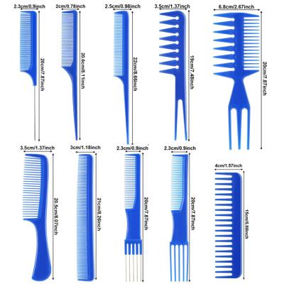 China Ergonomic design. Salon professional tools. 10 Packs Anti-Static Toothed Tail Pick Styling Salon Professional PP Plastic Hairbrush Beard Hair Brush Combs Set for sale