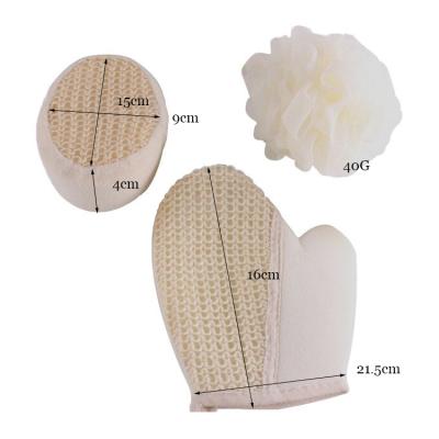 China All Natural Natural Bath Shower Scrubber Set Including Sisal Protective Glove Loofah Sponge Exfoliating Sisal Protective Bath Glove Scrubber for sale