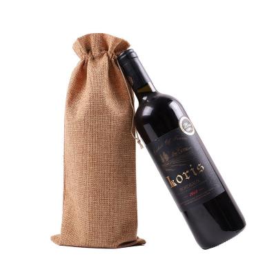 China Recyclable Cheap Customized Empty Wine Gift Package Bag Burlap Hessian Wine Bags In Various Colors for sale