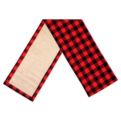 China Durable Reusable Recycled Cotton Polyester Blended Table Runners Buffalo Plaid Check Table Runners Christmas Ornaments for sale