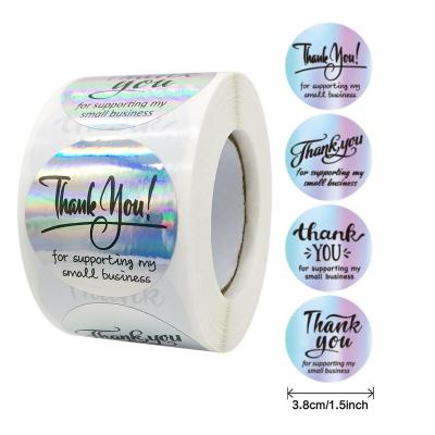 China Custom Waterproof Hologram Sticker Label Thank You Stickers For Small Business for sale