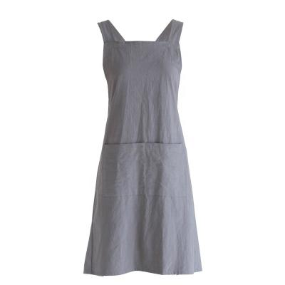 China New Arrival Eco-Friendly And Reusable Women Men Cross Back Cotton Canvas Cooking Baking Aprons With Two Pockets for sale