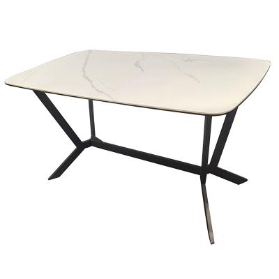 China 2021 Newest Style Nordic Black Frame MDF Table Top Paper Dining Table for sale