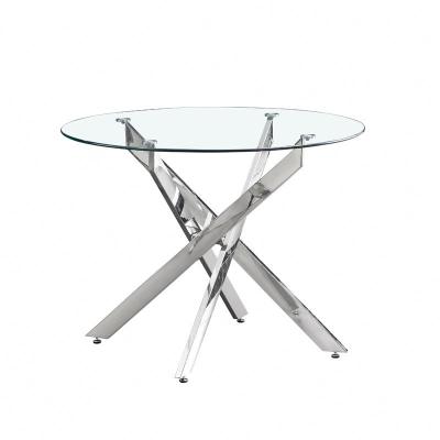 China Adjustable (Height) Custom Design Modern Retro Home Furniture Chinese Round Nordic Glass Dining Table for sale