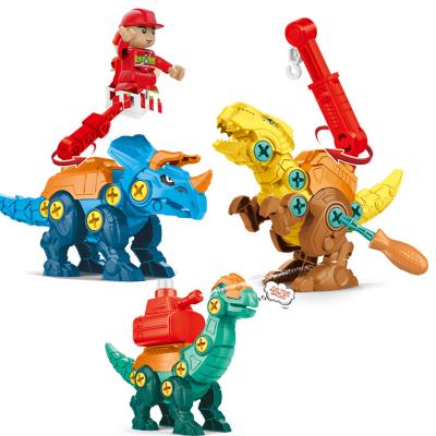 China Improve Child's Manual Ability 3 IN 1 Building Block DIY Assembled Dinosaur Toys Fire Fighting Take Apaet Dinosaur Kids Building Toys for sale