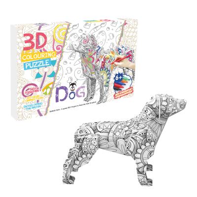 China Doodle Painting Animal Animal Dog Cat Paper Mold 3d Puzzle Toys DIY Educational Doodle With Pens DIY Painting Kit For Childern for sale