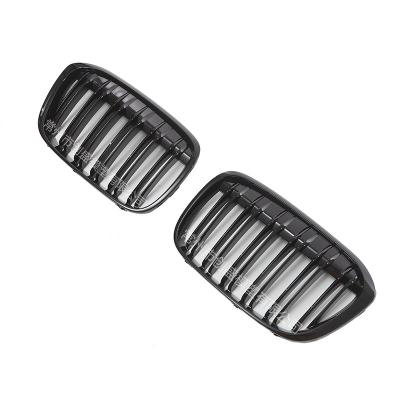 China ABS For BMW F48 F49 2016-2019 For BMW X1 X-series Front Kidney Grille Gloss Two-Line Black for sale