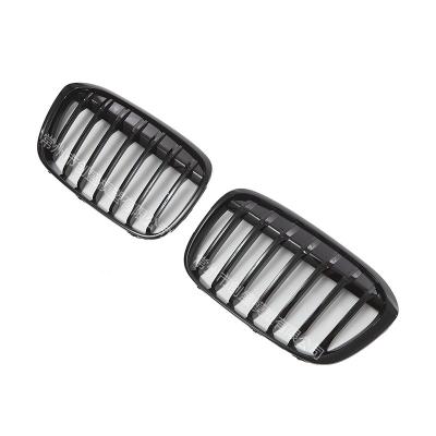 China ABS For BMW F48 F49 2016-2019 For BMW X1 X-series Single Line Black Front Kidney Grille Grill Gloss for sale