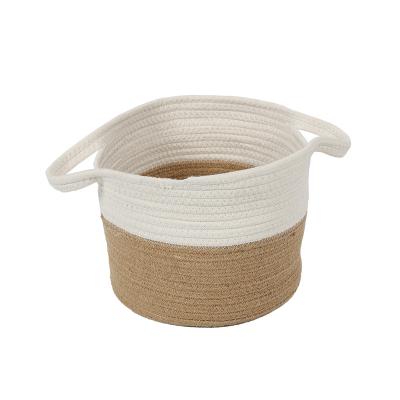 China Direct Selling Viable Foldable Cotton Rope Storage Basket Children's Toy Clothing Storage Woven Cotton Basket for sale