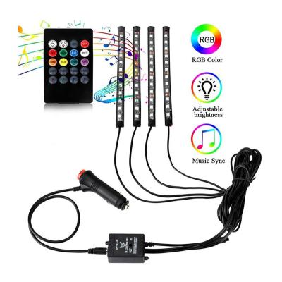 China RGB LED Decoration Strip IR Sound Remote Control Bus Atmosphere Internal Sound Interior Light For Car 4*9