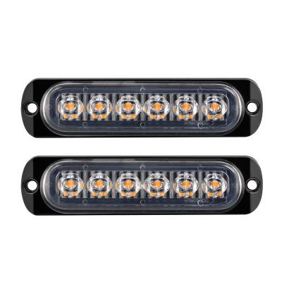 China 12v 6 LED Emergency Light Amber Red Blue 3 Watt Truck Strobe LED Warning Light 85*28*4(3.4inch) for sale