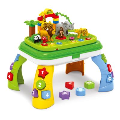 China Building block early educational table 7 in 1 universal block learning table with music kids block early educational table for sale