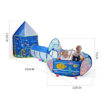 China 3in1 Foldable Children's Toy Kids Play Tent Portable Sports Castle Play House Crawling Tunnels Ocean Ball Pool Baby Toy Tents for sale