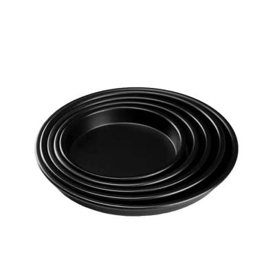 China Sustainable High Quality Black Round Non Stick Mold Carbon Steel Pizza Baking Tray for sale