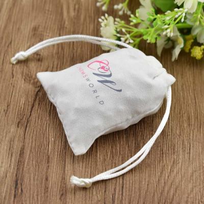 China Used For Cosmetic Jewelry Gift Hair Extension Packing And So On Custom Logo Durable White Mini Faux Suede Pockets for sale